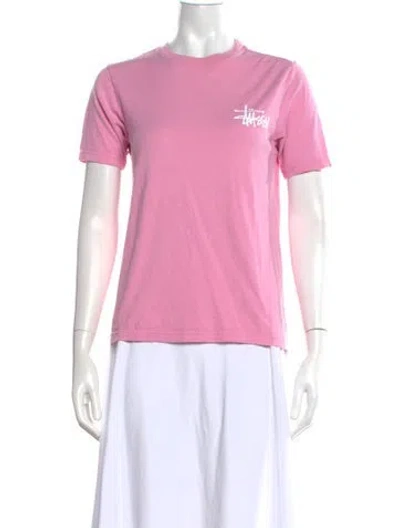 Pre-owned Stussy Graphic Print Crew Neck T-shirt In Pink
