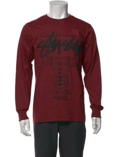 Pre-owned Stussy Graphic Print Crew Neck T-shirt In Pink