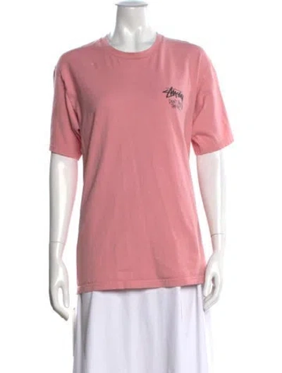 Pre-owned Stussy Graphic Print Crew Neck T-shirt In Pink
