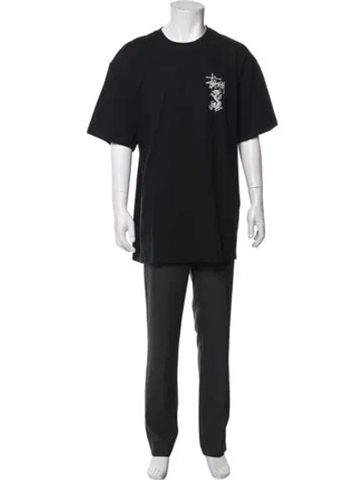 Pre-owned Stussy Graphic Print Crew Neck T-shirt W/ Tags In Black