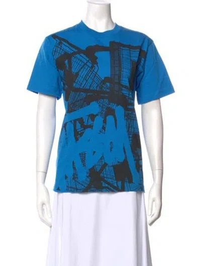 Pre-owned Stussy Graphic Print Crew Neck T-shirt W/ Tags In Blue