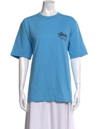 Pre-owned Stussy Graphic Print Crew Neck T-shirt W/ Tags In Blue