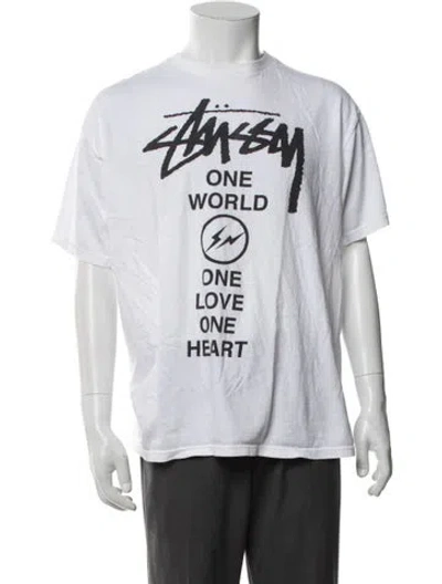 Pre-owned Stussy Graphic Print Crew Neck T-shirt In White