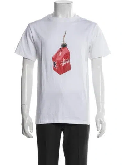 Pre-owned Stussy Graphic Print Crew Neck T-shirt In White