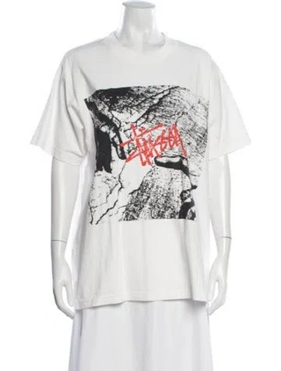Pre-owned Stussy Graphic Print Crew Neck T-shirt In White