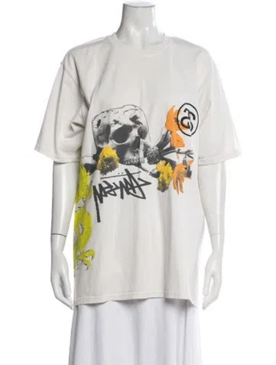 Pre-owned Stussy Graphic Print Crew Neck T-shirt In White