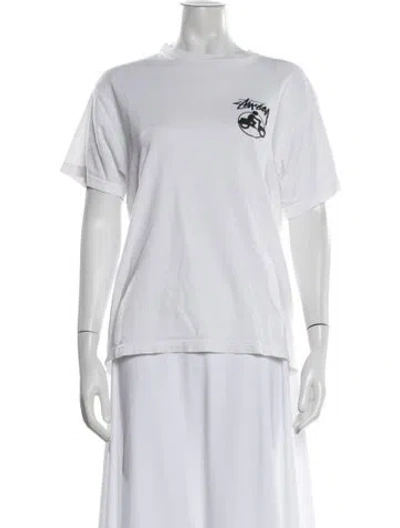 Pre-owned Stussy Graphic Print Crew Neck T-shirt In White