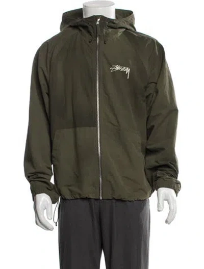 Pre-owned Stussy Graphic Print Windbreaker In Green