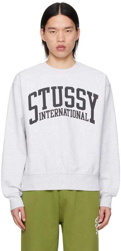 Stussy Gray 'international' Sweatshirt In Ashh Ash Heather