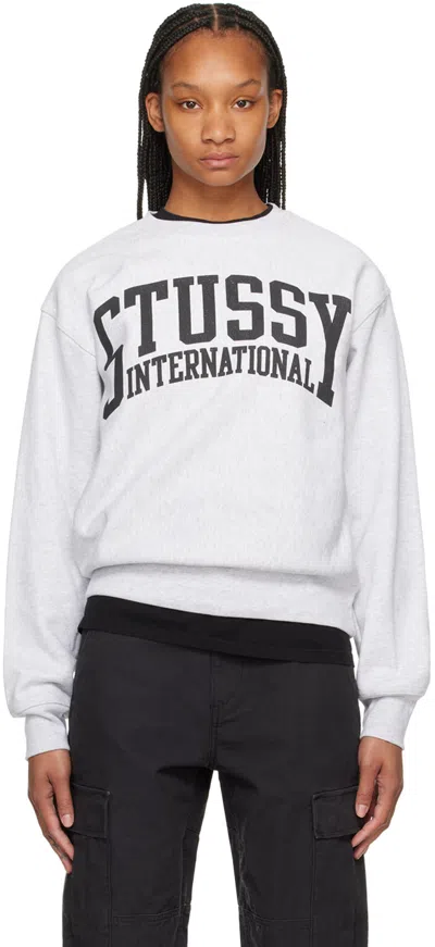 Stussy Gray Screen-printed Sweatshirt In Ash Heather