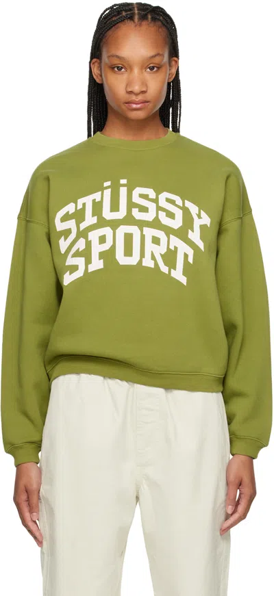 Stussy Green Big Crackle 'sport' Sweatshirt