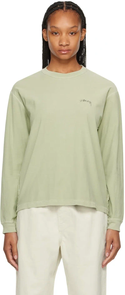 Stussy Green Lazy Long Sleeve T-shirt In Sage