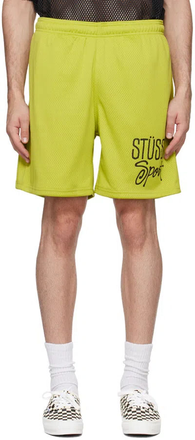 Stussy Green Sport Shorts In Lime Lime