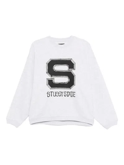Stussy Grey Knit Cotton Sweater In White