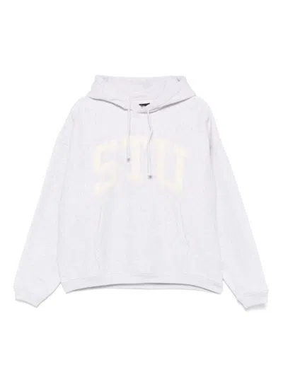 STUSSY GREY LOGO PRINT HOODIE