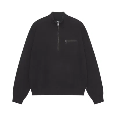 Pre-owned Stussy Half Zip Mock Neck Sweater 'black' | Men's Size S