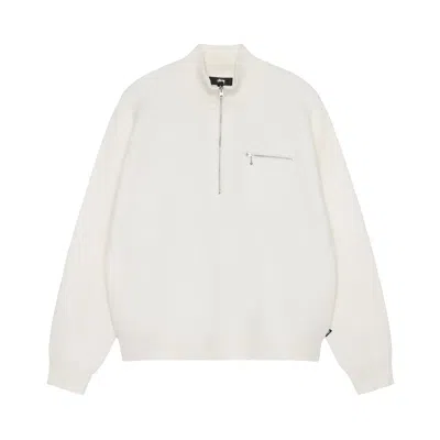 Pre-owned Stussy Half Zip Mock Neck Sweater 'ivory' In Cream