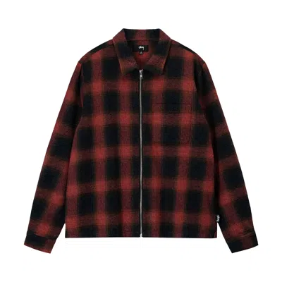 Pre-owned Stussy Hank Plaid Zip Shirt 'red'