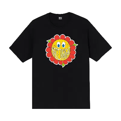 Pre-owned Stussy Happy Flower T-shirt 'black'