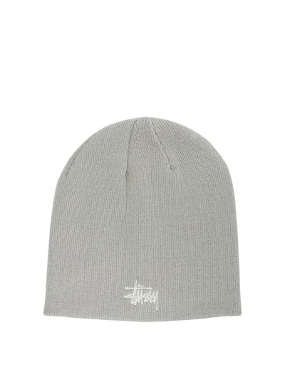 Stussy Grey Acrylic Hat In Burgundy