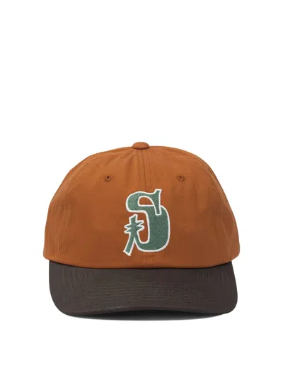 Stussy Orange Cotton Hat In Brown