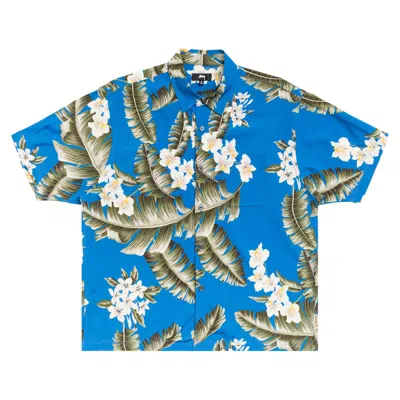 Pre-owned Stussy Hawaiian Floral Ss Shirt 'blue' | Men's Size L