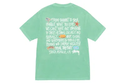 Pre-owned Stussy Heal The Bay Pigment Dyed Summit To Sea Tee Seafoam