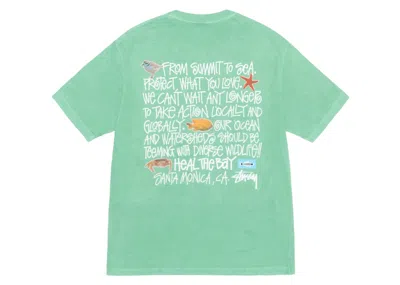 Pre-owned Stussy Heal The Bay Pigment Dyed Summit To Sea Tee Shirt In Seafoam