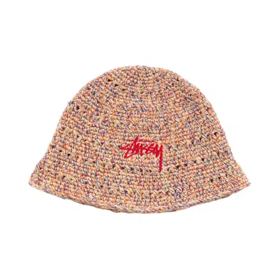 Pre-owned Stussy Hemp Stock Knit Bucket Hat 'multi Tan' | Men's Size Onesize In Brown