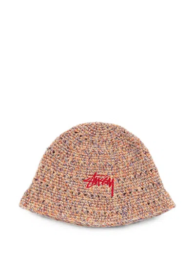 Stussy Hemp Stock Logo-embroidered Bucket Hat In Orange