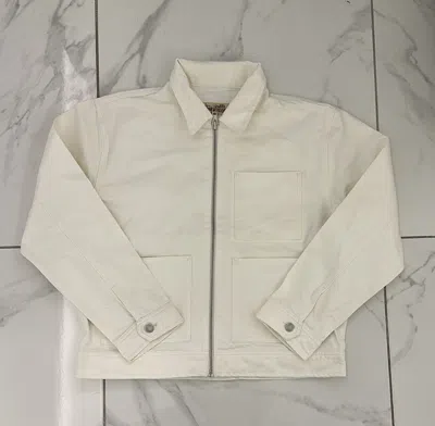 Pre-owned Stussy Ho23 Zip Work Jacket Denim White