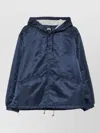Stussy Hooded Blazer Coat Drawstring Hem Design In Blue