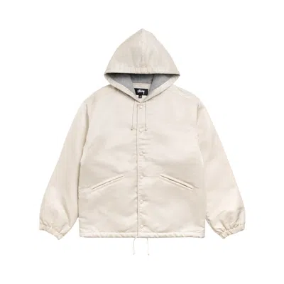 Pre-owned Stussy Hooded Coaches Jacket 'bone' | Cream | Men's Size M In White