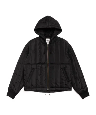 Stussy Hooded Cotton Jacket In Black