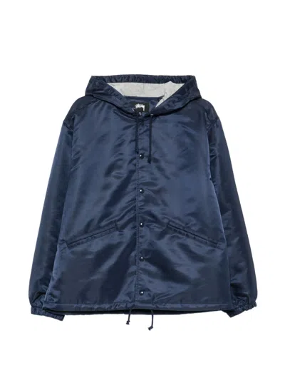 Stussy Hooded Drawstring Jacket In Blue
