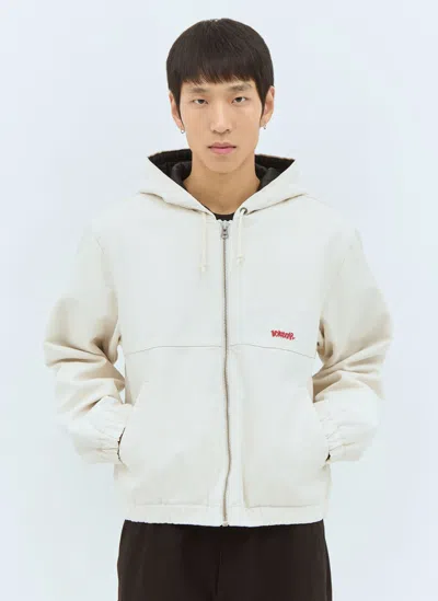 Stussy Hooded Work Jacket In Off White