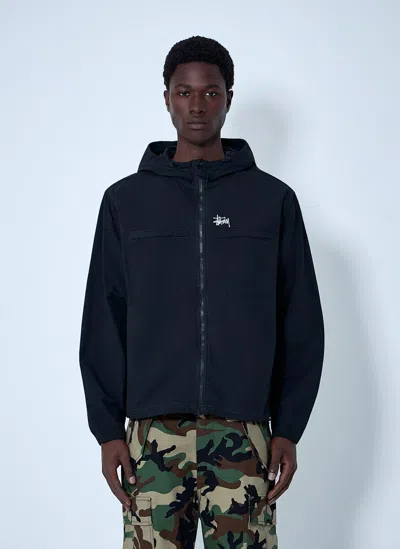 Stussy Hooded Zip-up Jacket In Black