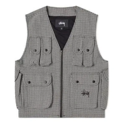 Stussy Houndstooth Work Vest 'grey' In Gray