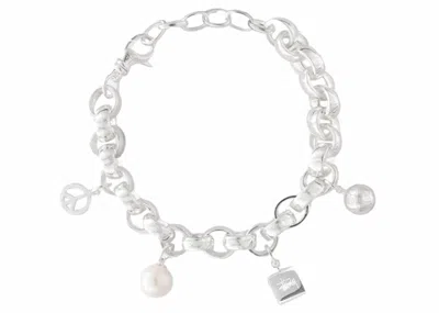 Pre-owned Stussy Icon Charm Bracelet In Sterling Silver