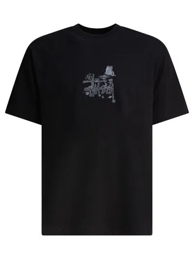 Stussy Floral Butterfly Printed T-shirt In Black