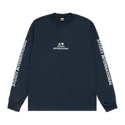 Pre-owned Stussy International Long-sleeve Tee 'navy' | Blue | Men's Size L