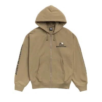Pre-owned Stussy International Zip Hoodie 'army' | Tan | Men's Size S In Brown