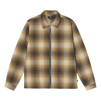 Pre-owned Stussy Jack Shadow Plaid Zip Shirt 'mustard' In Yellow