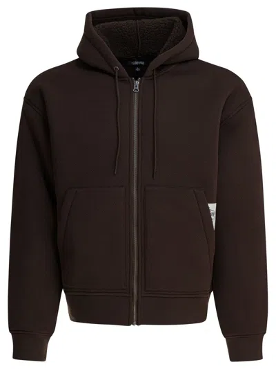 Stussy Bonded Sherpa Lined Hood Man Jacket In Brown