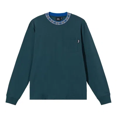Pre-owned Stussy Jacquarded Crew 'teal'