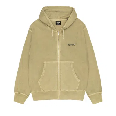 Pre-owned Stussy Jumbo Zip Hoodie Pigment Dyed 'elm' | Green | Men's Size Xl