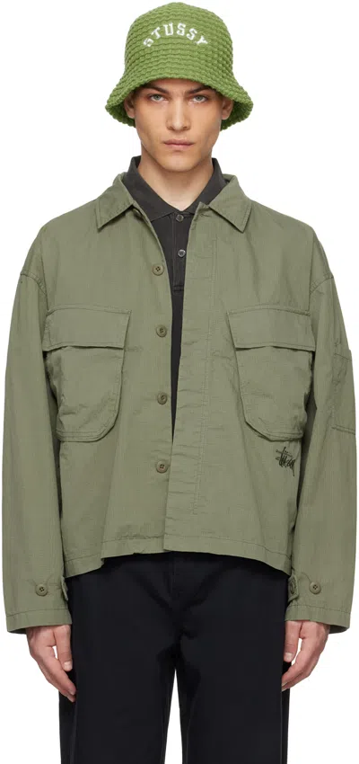 Stussy Khaki Military Jacket In Oliv Olive