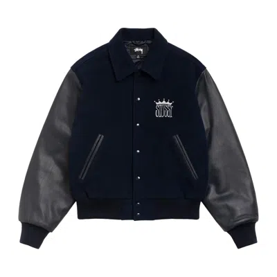Pre-owned Stussy King Varsity Jacket 'navy' | Blue | Men's Size L