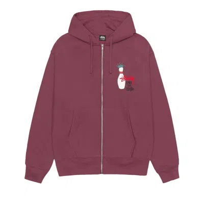Pre-owned Stussy Kingpin Zip Hoodie 'oxblood' In Red