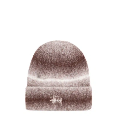 Stussy Cuff Basic Striped Beanie Hat In Brown